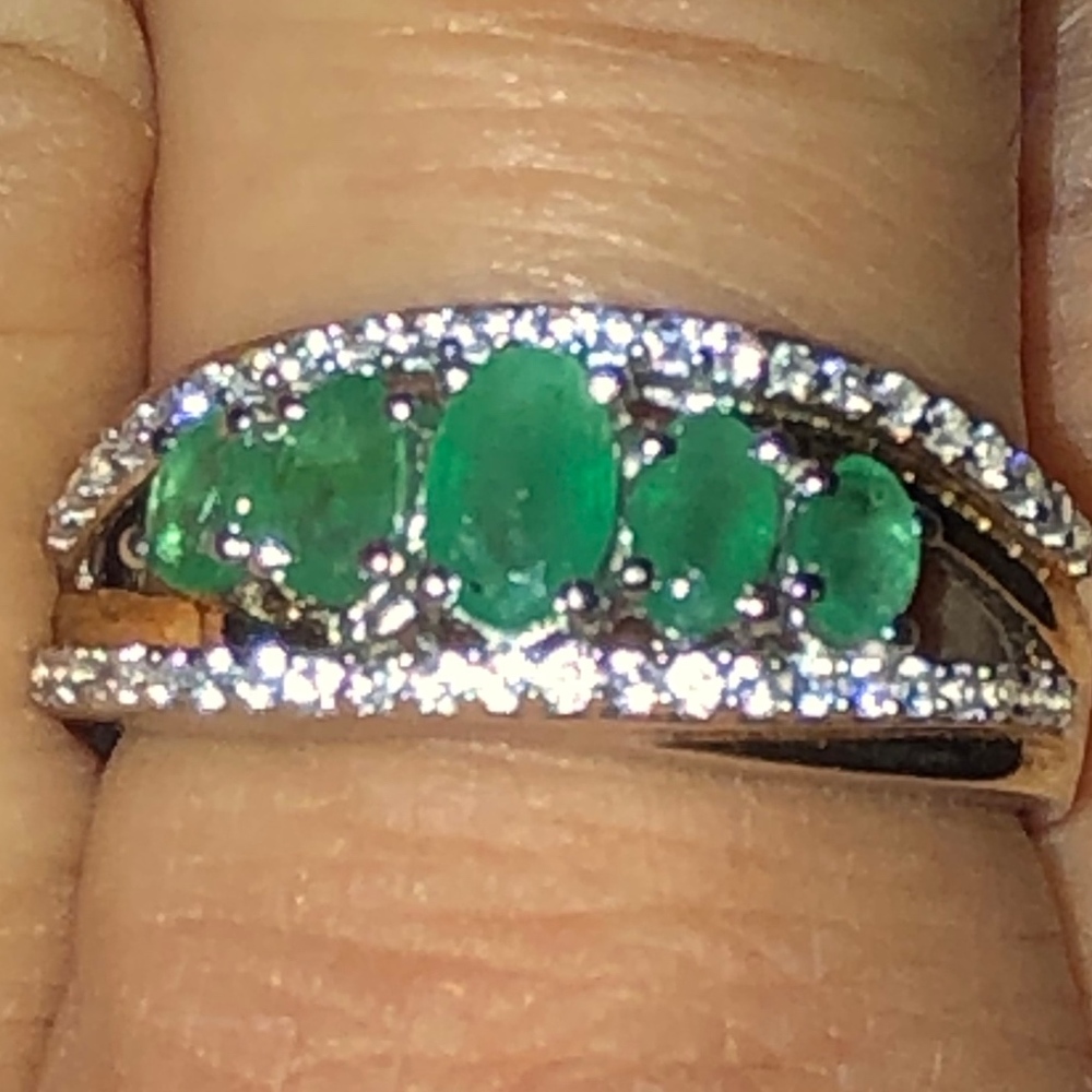 Kagem Zambian Emerald, Cambodian Zircon Ring